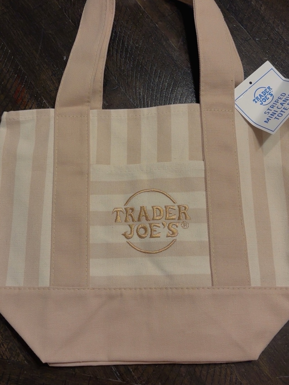 Trader Joe's Women's Beige Striped Tote Bag